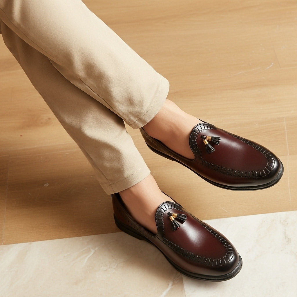 Pure Hand Made  Medicated Leather Loafer With Comfortable Rubber Sole | Non Slip Italian Loafer