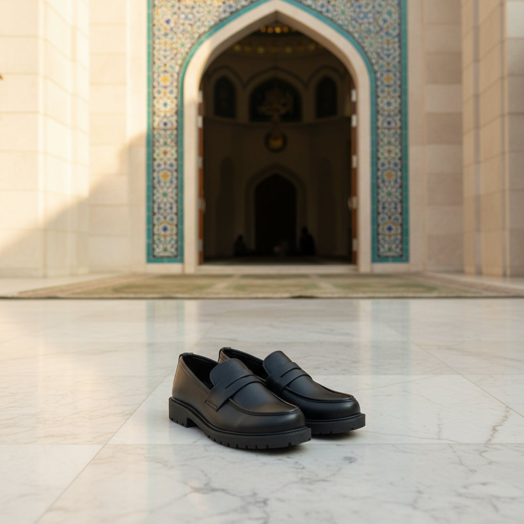 Black High Sole Strap Loafer