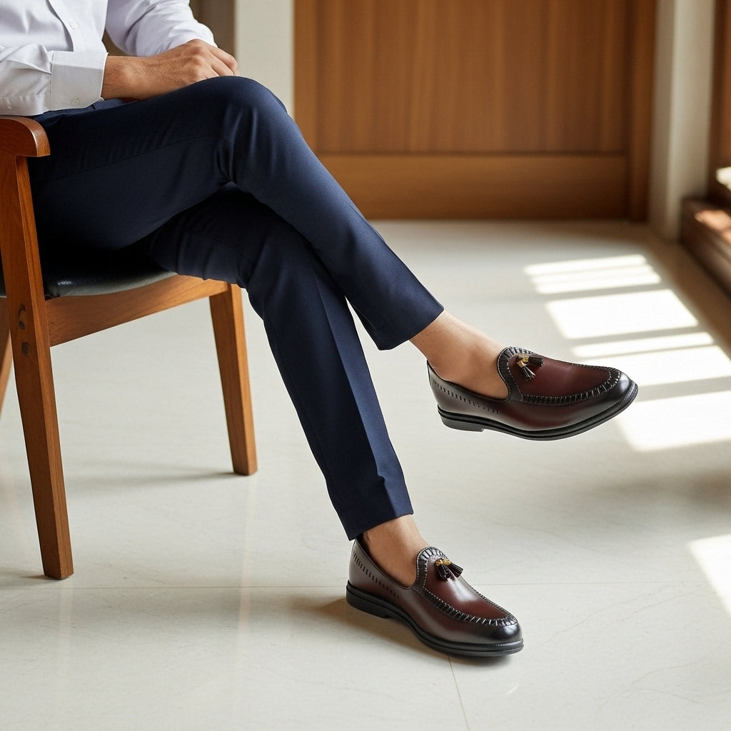 Pure Hand Made  Medicated Leather Loafer With Comfortable Rubber Sole | Non Slip Italian Loafer